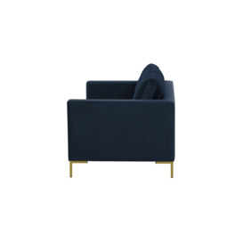 Gosena 2,5 Seater Sofa, blue, Leg colour: gold metal - thumbnail 2