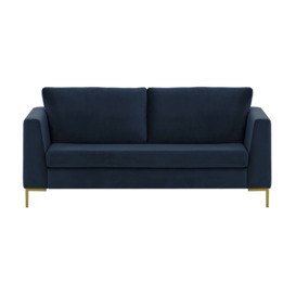 Gosena 2,5 Seater Sofa, blue, Leg colour: gold metal - thumbnail 1