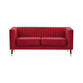 Slender 2 Seater Sofa, dark red