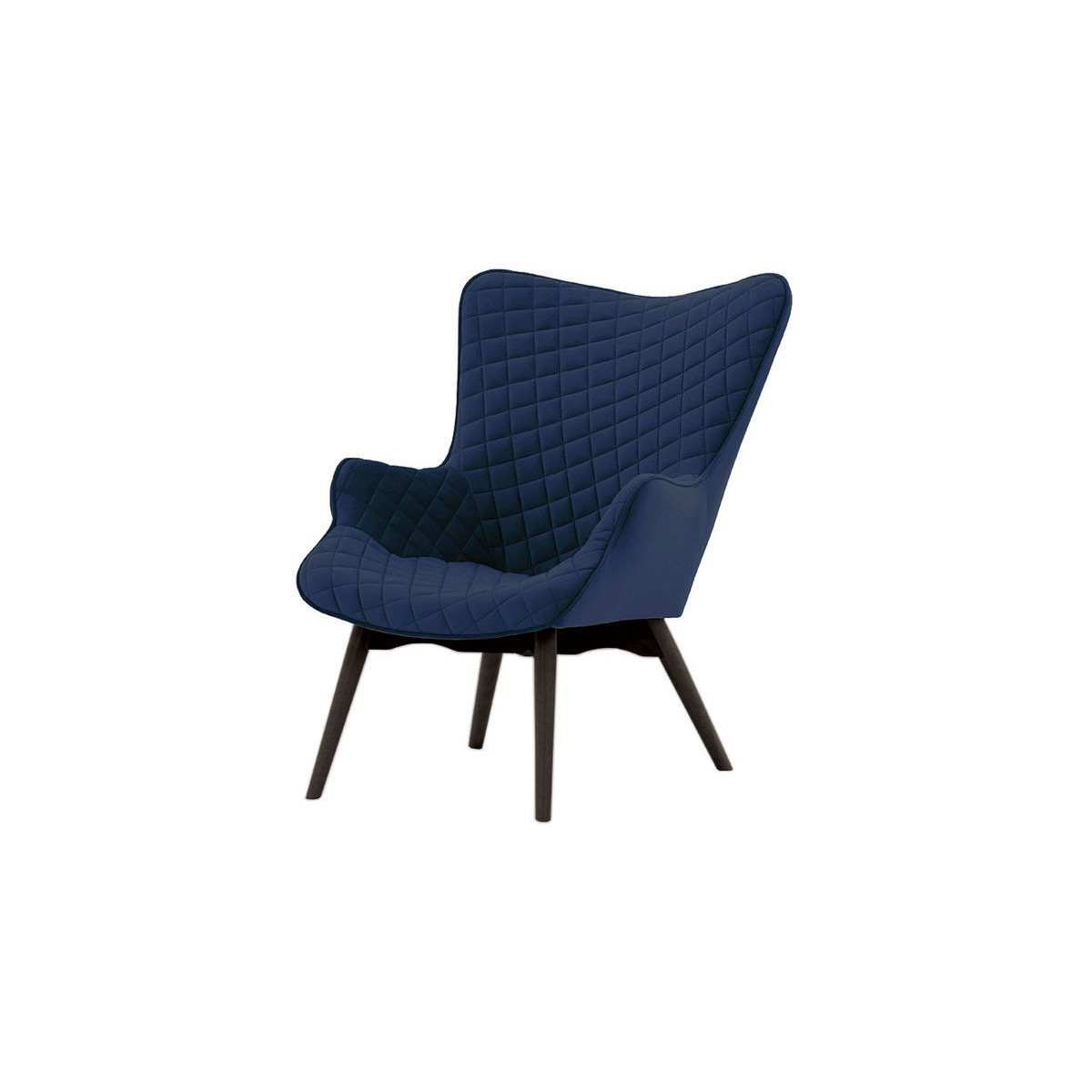 Ducon Velvet Wingback Chair With Stitching, blue, Leg colour: black - image 1