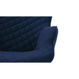 Ducon Velvet Wingback Chair With Stitching, blue, Leg colour: black - thumbnail 2
