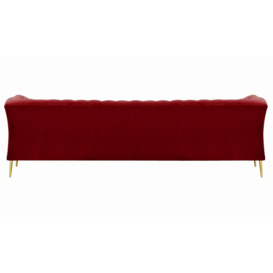Chesterfield Modern 3 Seater Sofa, dark red, Leg colour: gold metal - thumbnail 2