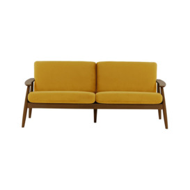 Demure 3 Seater Sofa, mustard, Leg colour: dark oak - thumbnail 1