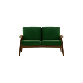 Demure 2 Seater Sofa, dark green, Leg colour: dark oak