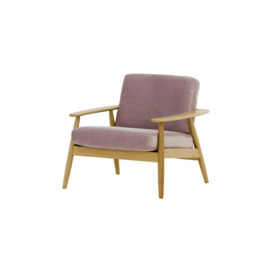 Demure Armchair, lilac, Leg colour: like oak - thumbnail 1