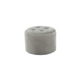 Flair Small Round Pouffe 4 Buttons, silver
