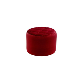 Flair Small Round Pouffe with Stitching, dark red