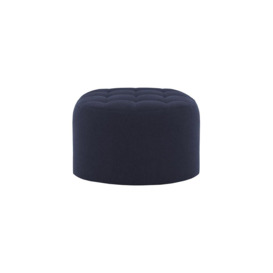Flair Small Round Pouffe with Stitching, navy blue