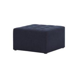 Flair Medium Square Pouffe with Stitching, navy blue