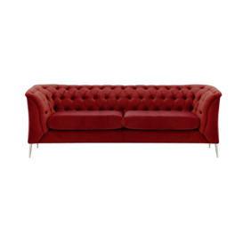 Chesterfield Modern 2,5 Seater Sofa, dark red, Leg colour: chrome metal - thumbnail 1