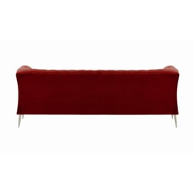Chesterfield Modern 2,5 Seater Sofa, dark red, Leg colour: chrome metal - thumbnail 2