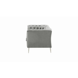 Chesterfield Modern 2,5 Seater Sofa, silver, Leg colour: chrome metal - thumbnail 3