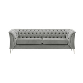 Chesterfield Modern 2,5 Seater Sofa, silver, Leg colour: chrome metal - thumbnail 1