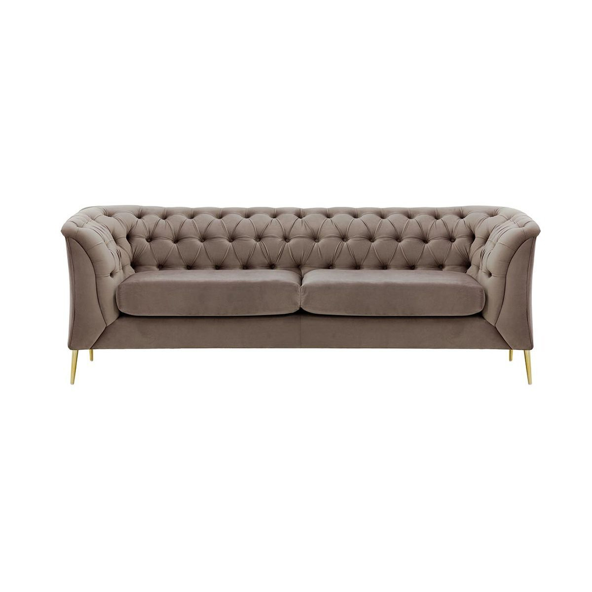 Chesterfield Modern 2,5 Seater Sofa, grey, Leg colour: gold metal - image 1