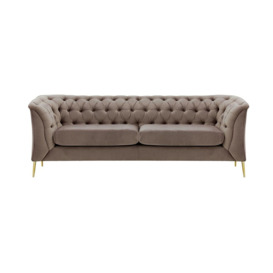 Chesterfield Modern 2,5 Seater Sofa, grey, Leg colour: gold metal - thumbnail 1
