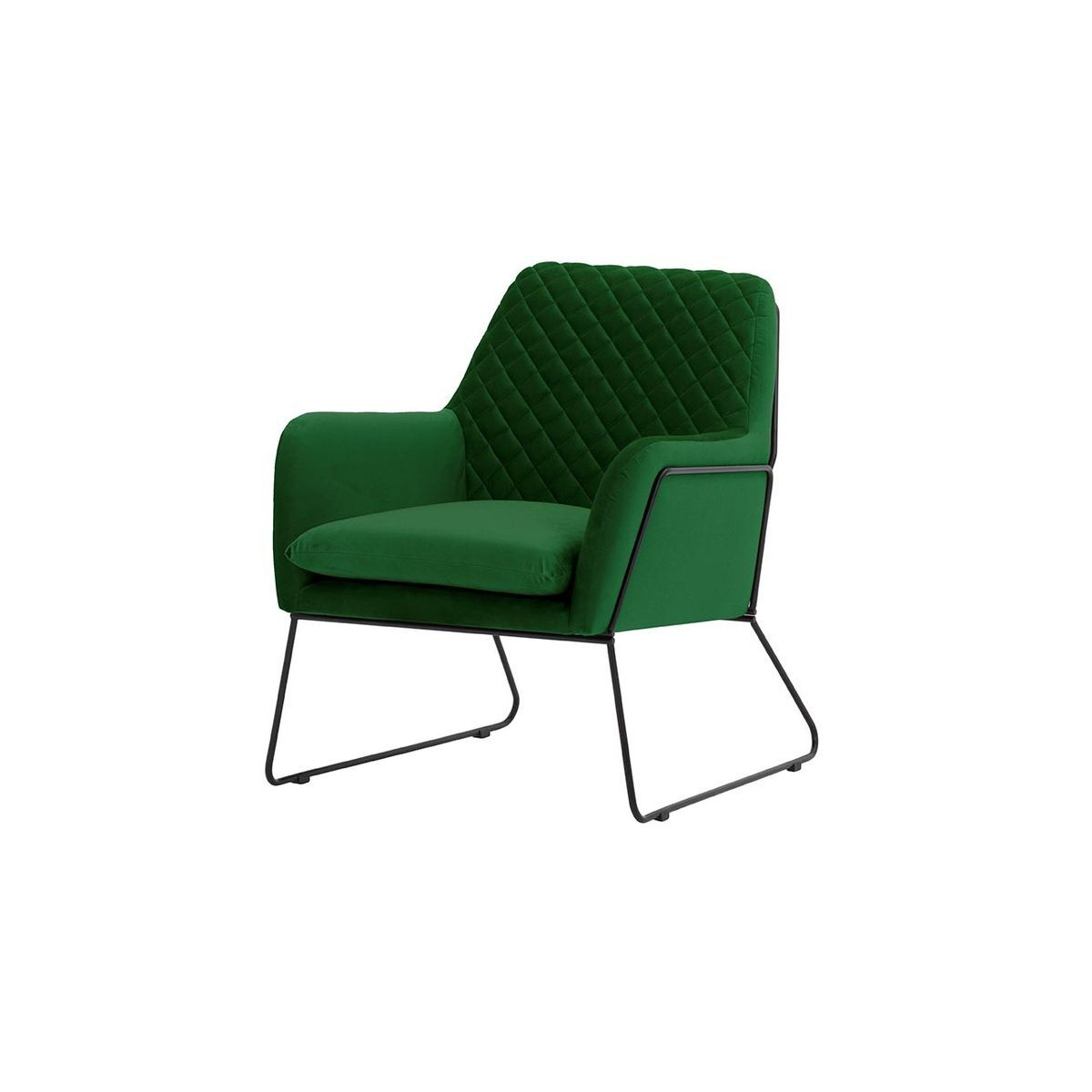 Foxe Metal Frame Armchair with Stitching, dark green, Leg colour: black metal frame - image 1