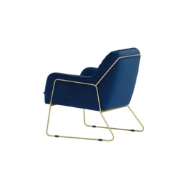 Foxe Metal Frame Armchair with Stitching, blue, Leg colour: gold metal frame - thumbnail 2