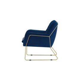 Foxe Metal Frame Armchair with Stitching, blue, Leg colour: gold metal frame - thumbnail 3