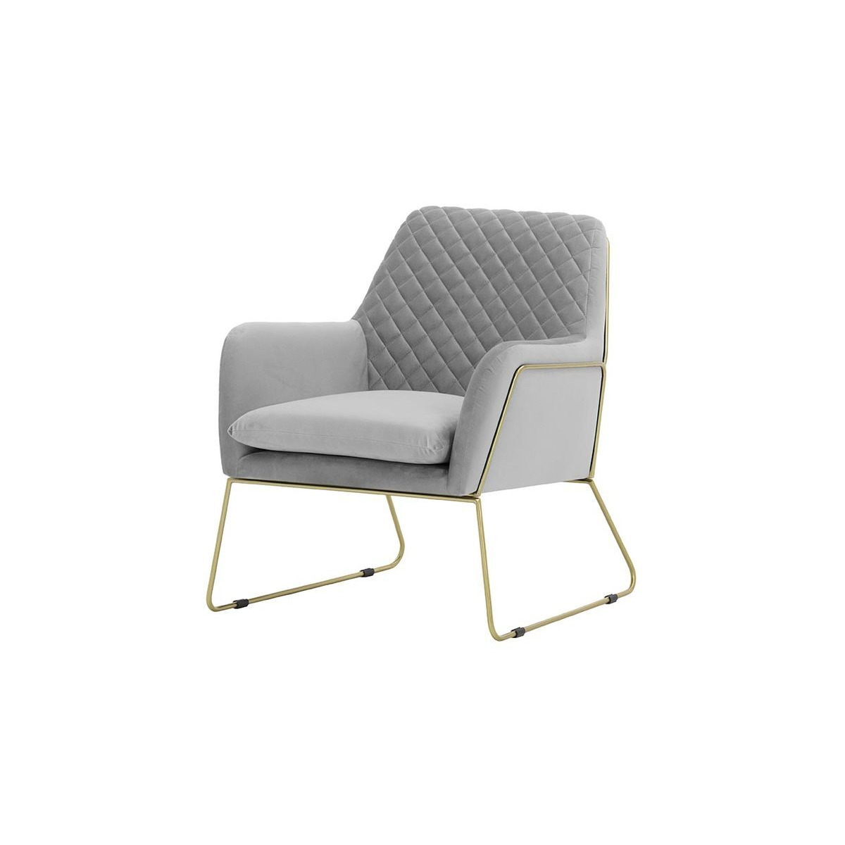 Foxe Metal Frame Armchair with Stitching, silver, Leg colour: gold metal frame - image 1