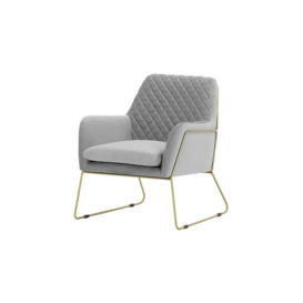 Foxe Metal Frame Armchair with Stitching, silver, Leg colour: gold metal frame
