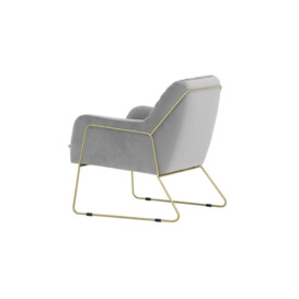 Foxe Metal Frame Armchair with Stitching, silver, Leg colour: gold metal frame - thumbnail 2