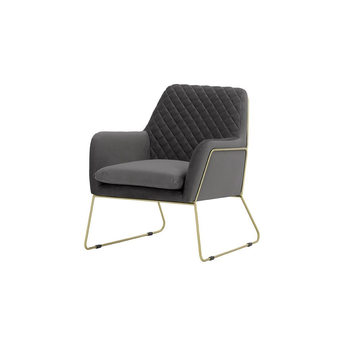 Foxe Metal Frame Armchair with Stitching, graphite, Leg colour: gold metal frame - image 1