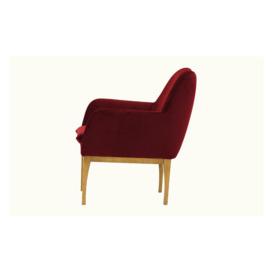 Beca Armchair with Wooden Legs, dark red, Leg colour: like oak - thumbnail 3