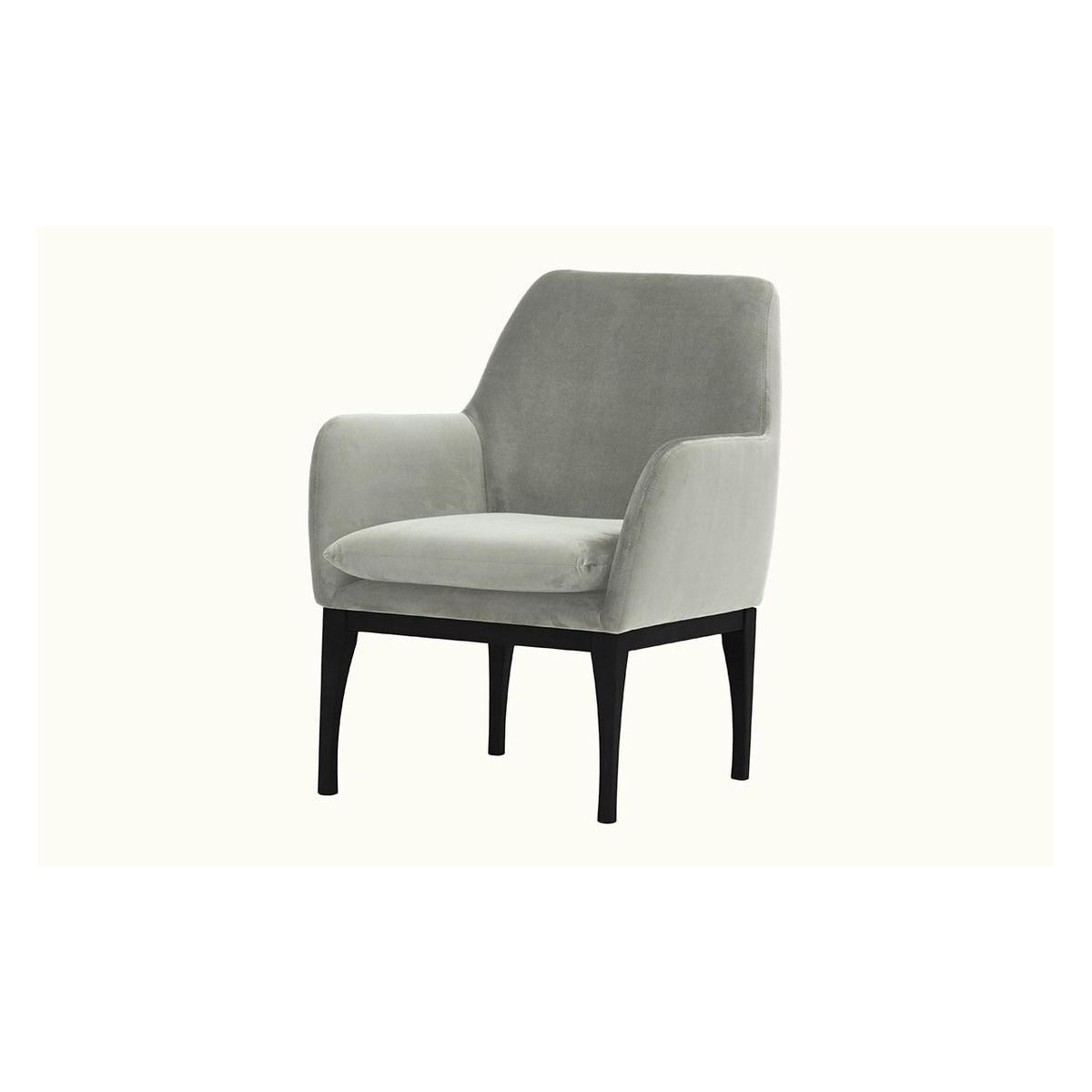 Beca Armchair with Wooden Legs, silver, Leg colour: black - image 1