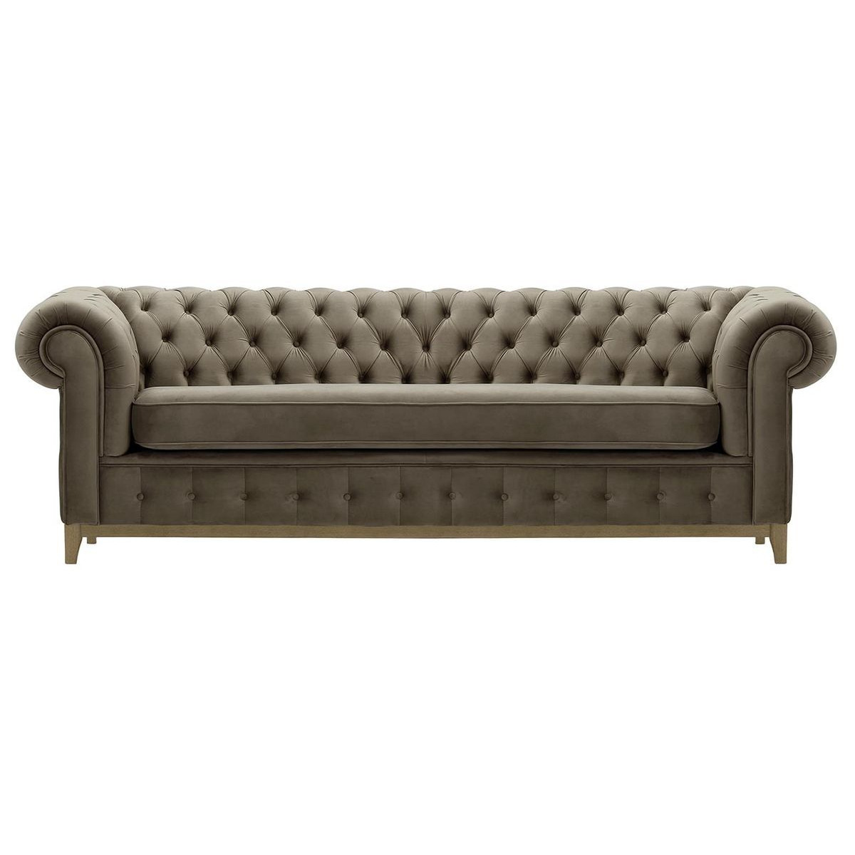 Chesterfield Grand 3 Seater Sofa, grey, Leg colour: wax black - image 1
