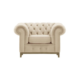 Chesterfield Grand Armchair, light beige, Leg colour: wax black - thumbnail 1