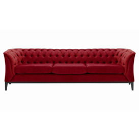 Chesterfield Modern 3 Seater Sofa Wood, dark red, Leg colour: black