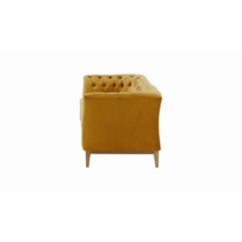 Chesterfield Modern 3 Seater Sofa Wood, mustard, Leg colour: like oak - thumbnail 3