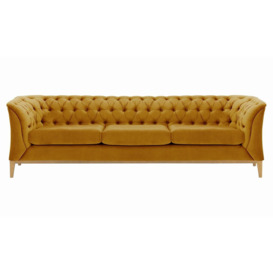 Chesterfield Modern 3 Seater Sofa Wood, mustard, Leg colour: like oak - thumbnail 1