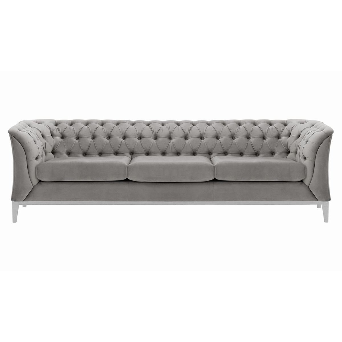 Chesterfield Modern 3 Seater Sofa Wood, silver, Leg colour: white - image 1