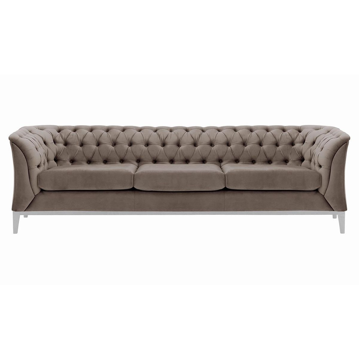 Chesterfield Modern 3 Seater Sofa Wood, grey, Leg colour: white - image 1