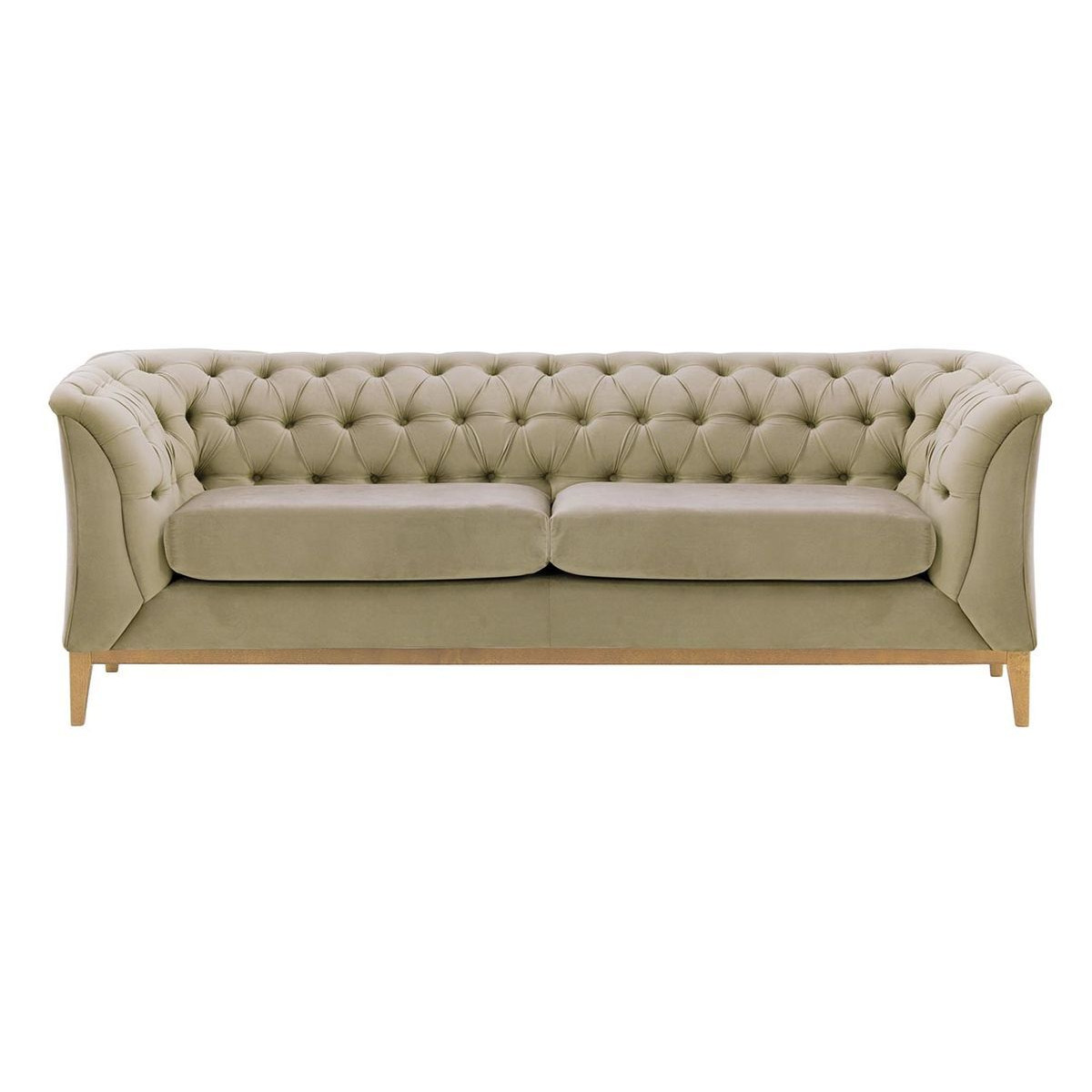 Chesterfield Modern 2,5 Seater Sofa Wood, mink, Leg colour: like oak - image 1