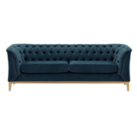 Chesterfield Modern 2,5 Seater Sofa Wood, blue, Leg colour: like oak