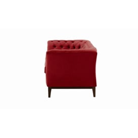 Chesterfield Modern 2 Seater Sofa Wood, dark red, Leg colour: dark oak - thumbnail 3
