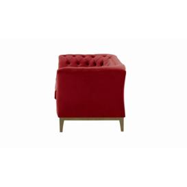 Chesterfield Modern 2 Seater Sofa Wood, dark red, Leg colour: wax black - thumbnail 3