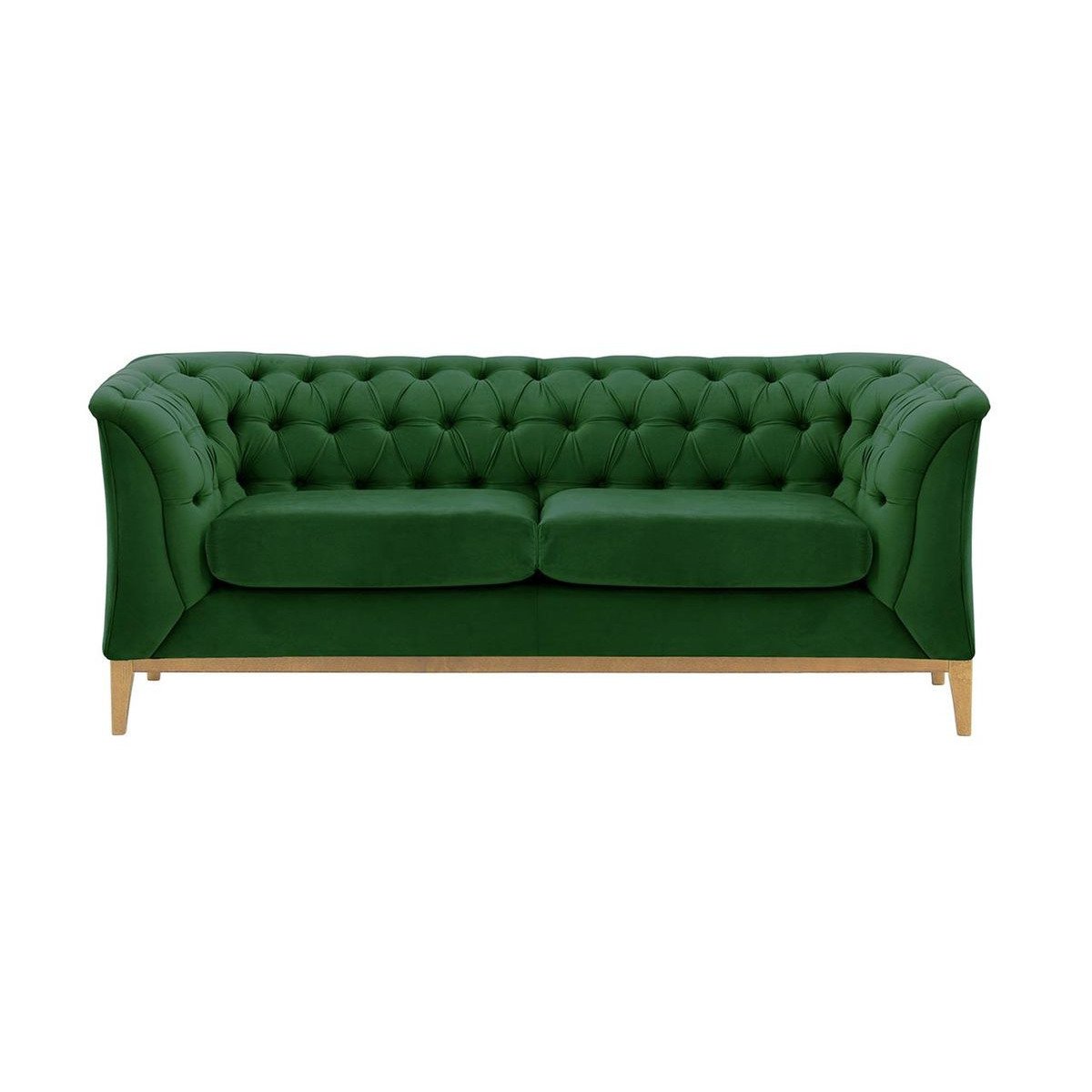 Chesterfield Modern 2 Seater Sofa Wood, dark green, Leg colour: like oak - image 1