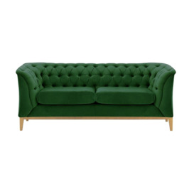 Chesterfield Modern 2 Seater Sofa Wood, dark green, Leg colour: like oak - thumbnail 1