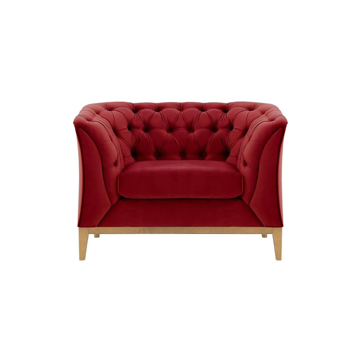 Chesterfield Modern Armchair Wood, dark red, Leg colour: like oak - image 1