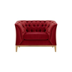 Chesterfield Modern Armchair Wood, dark red, Leg colour: like oak - thumbnail 1