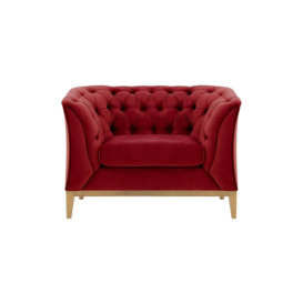 Chesterfield Modern Armchair Wood, dark red, Leg colour: like oak