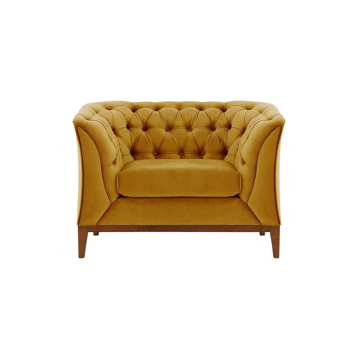 Chesterfield Modern Armchair Wood, mustard, Leg colour: aveo - image 1