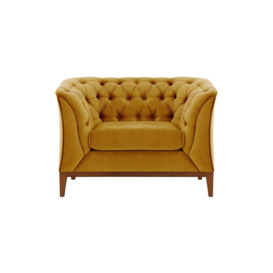 Chesterfield Modern Armchair Wood, mustard, Leg colour: aveo - thumbnail 1