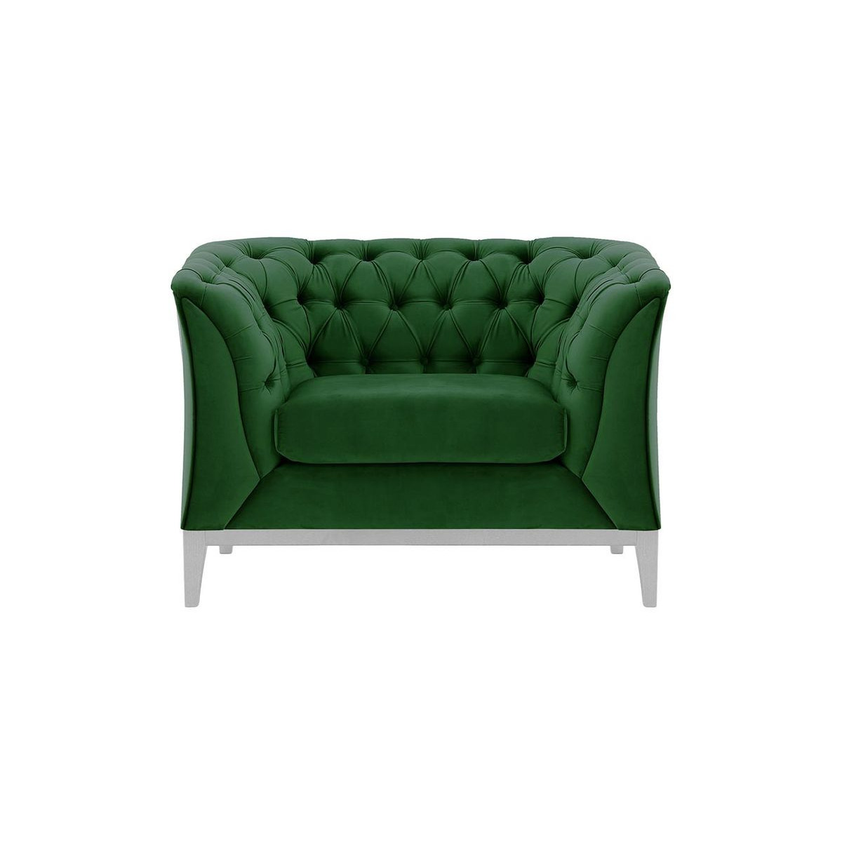 Chesterfield Modern Armchair Wood, dark green, Leg colour: white - image 1