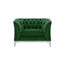 Chesterfield Modern Armchair Wood, dark green, Leg colour: white - thumbnail 1