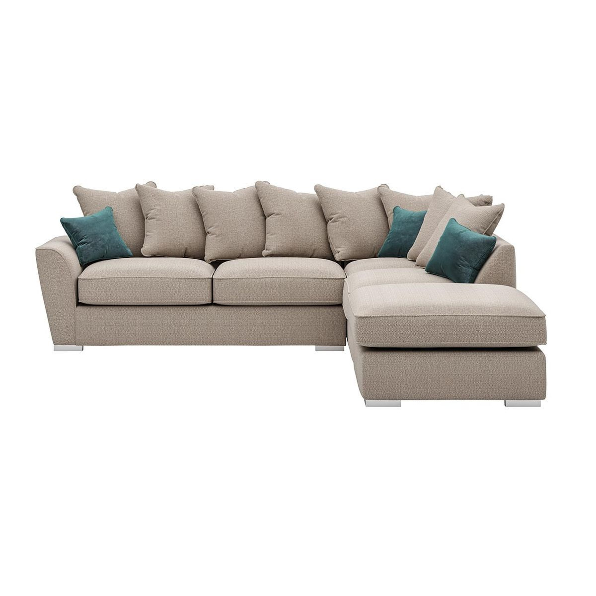 Majestic Right Hand Corner Sofa with Footstool and Loose Back Cushions, beige/azure - image 1