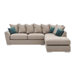 Majestic Right Hand Corner Sofa with Footstool and Loose Back Cushions, beige/azure